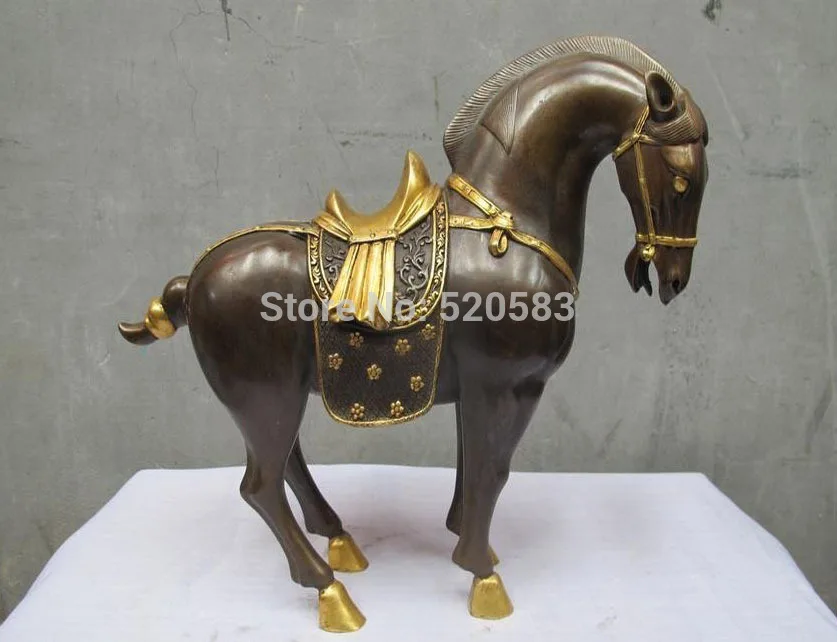

free Royal purple Bronze 24K Gold-plated Tang Horse Lucky wealth Feng Shui Statue fast