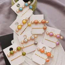 2 шт./компл. Модные конфеты жемчужные геометрические круглые заколки для волос заколка для волос милое Свадебная вечеринка ювелирные Заколки для подарка