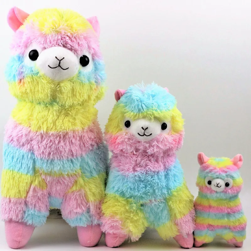 

Rainbow colors alpaca plush toy Lama pacos soft stuffed dolls child gift