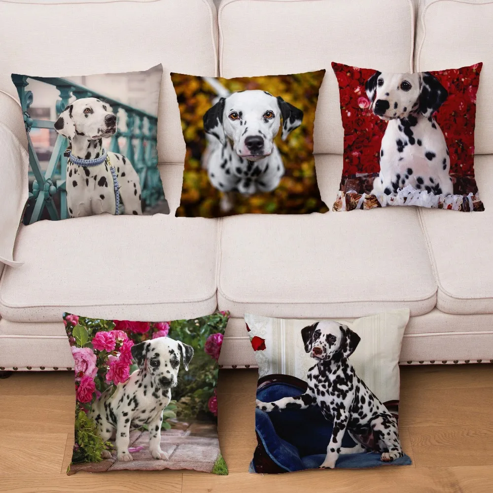 

Super Soft Short Plush Cushion Cover Cute Dalmatian Pet Dogs Print Pillow Covers 45*45 Throw Pillows Cases Home Decor Pillowcase