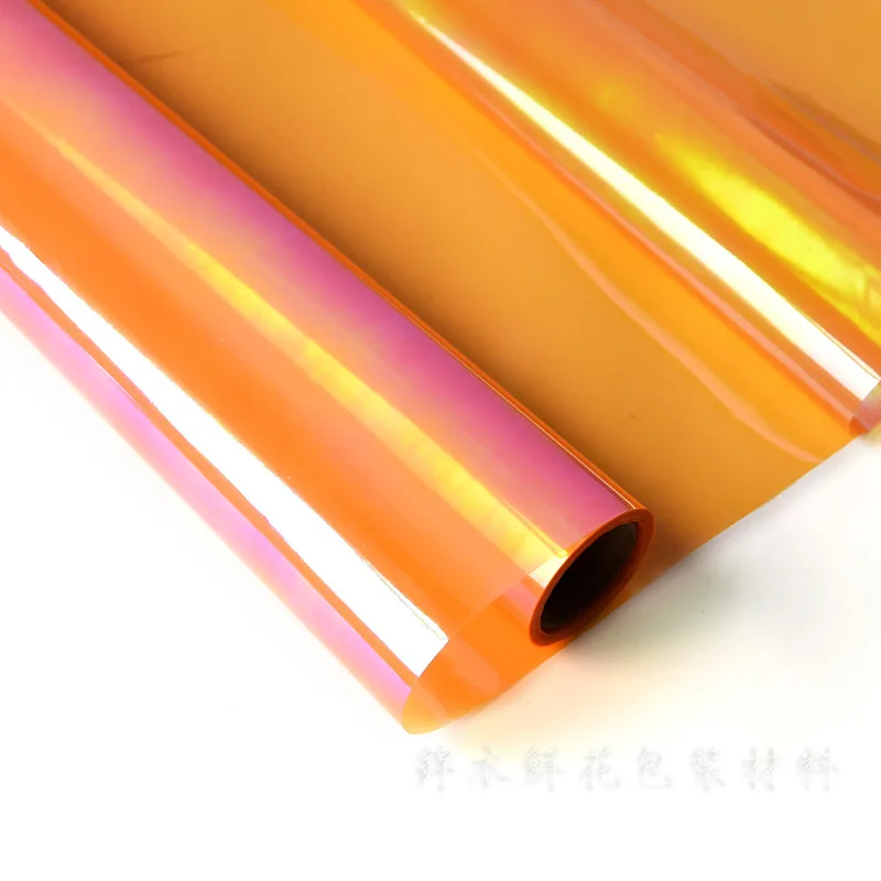 11 ярдов/рулон Радужная целлофановая оберточная бумага для цветов, рулонная упаковочная бумага, подарочная упаковочная бумага, цветочная ткань, бумага - Цвет: orange