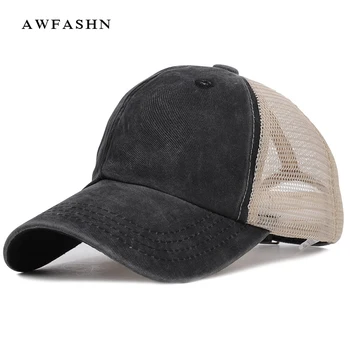 

2019 Fashion Retro Summer Mesh baseball Cap Spring Snapback Women Men Washed Cotton Adjustable Hat Trucker Vintage Sport Shades