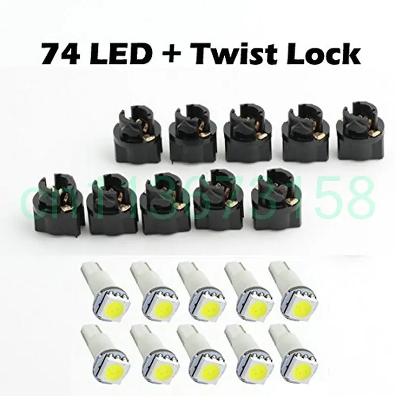 10x White PC74 Twist Socket T5 Wedge 37 70 1 SMD 5050 LED Dashboard