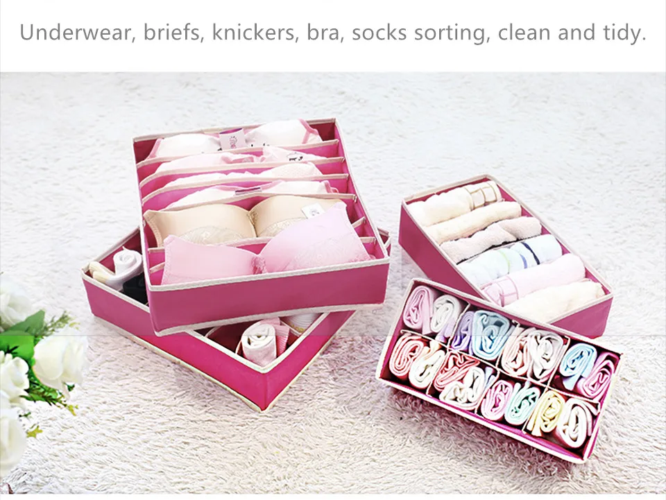 Foldable Organizer For Underwear Bra Socks Storage Box Multi Size Storage Bag Underwear Organizer Drawer Divider 7