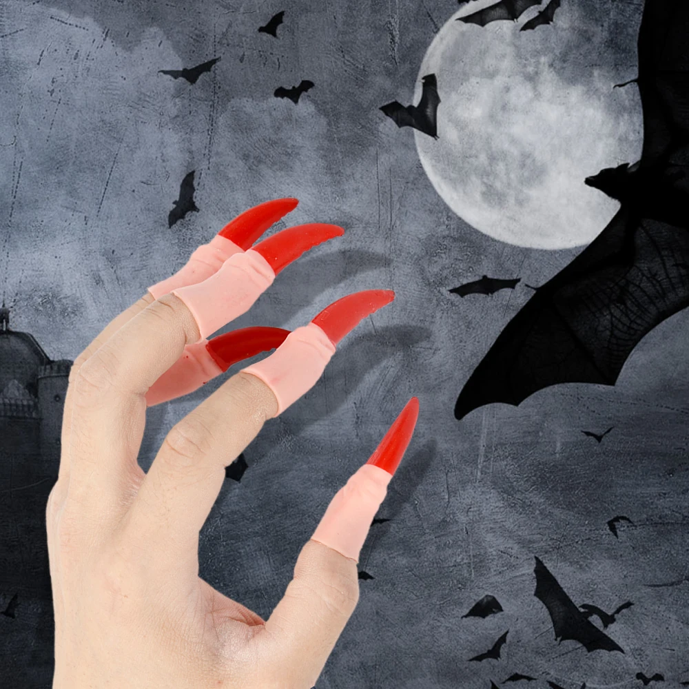 10pcs/set Halloween Props Thriller Scary Nail Covers Claw Tips Fake
