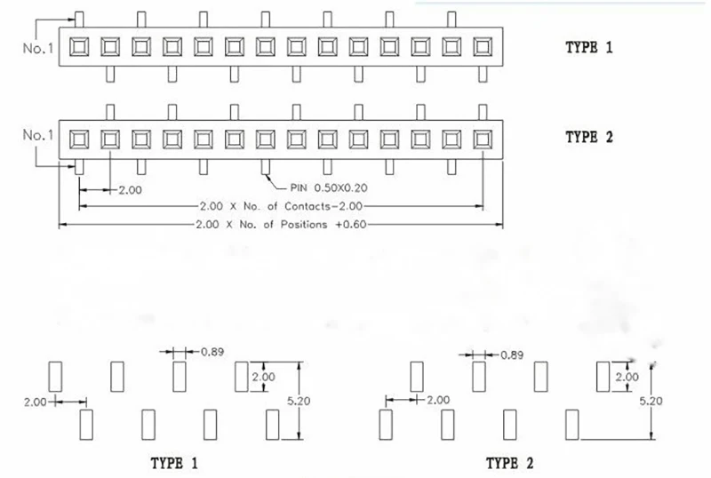 2.0mm SMT female header drawing