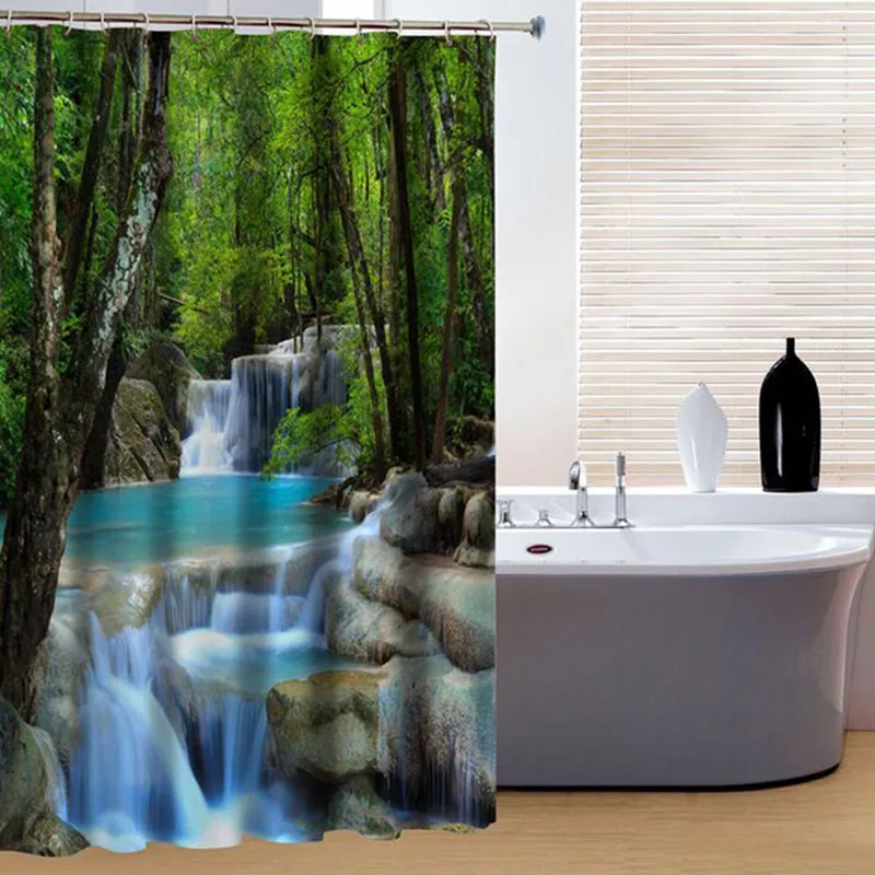 3D Shower Curtain Waterfalls Nature Scenery Water Resistant Polyester Bathroom Fixture Decor Sanitary Ware Suite Gadget AA 3D Shower Curtain Waterfalls Nature Scenery Water Resistant Polyester Bathroom Fixture Decor Sanitary Ware Suite Gadget AA