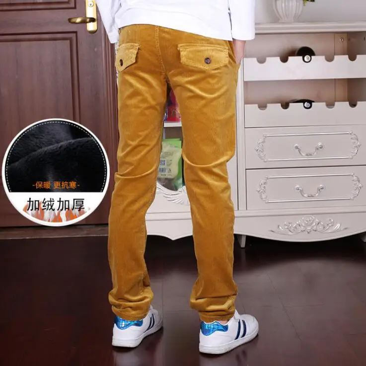 Baratos Nuevos pantalones casuales de invierno para niños, pantalones Harem de pana de marca para niños, pantalones cálidos de moda de estilo británico que combinan con todo para niños