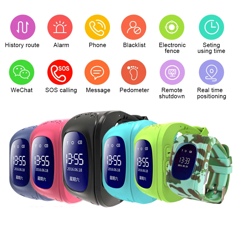 

Anti Lost Q50 OLED Child GPS Tracker SOS Smart Monitoring Positioning Phone Kids GPS Baby Watch Compatible IOS & Android