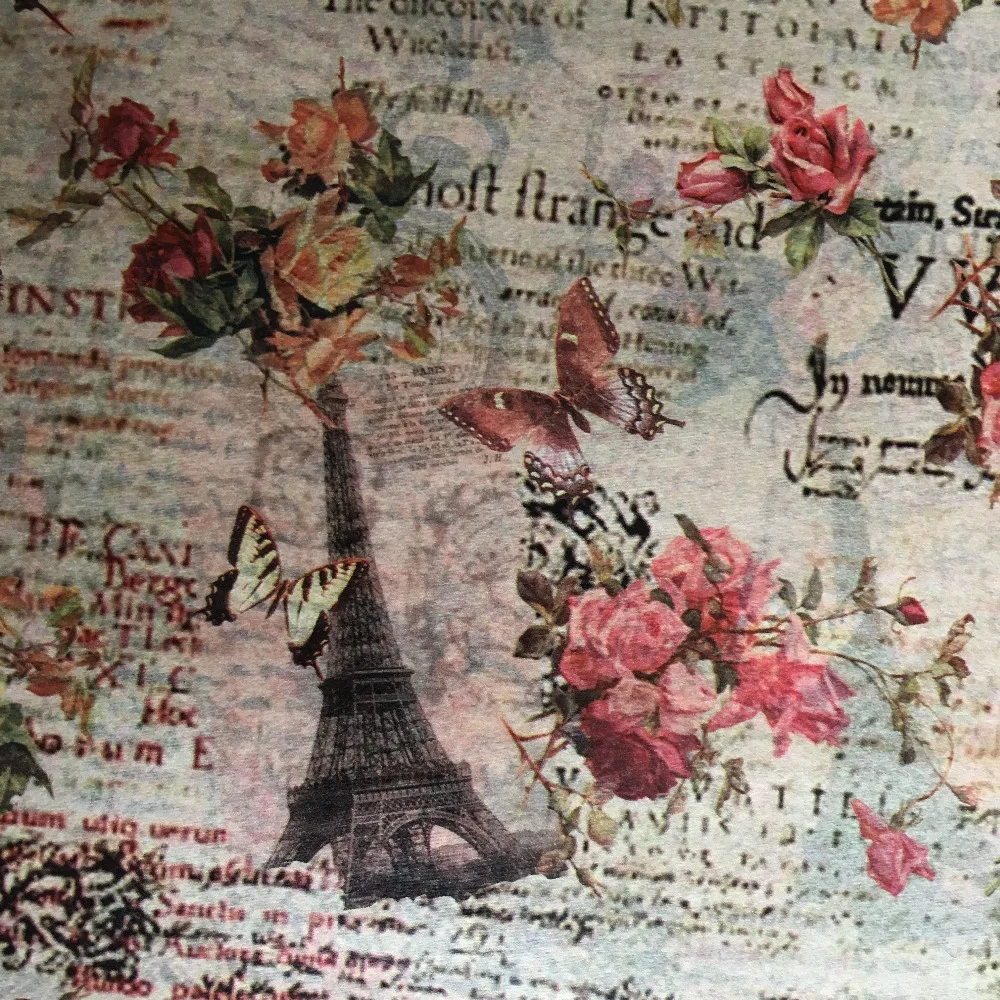 60 шт Винтажные Цветы и Эйфелева башня шаблон подарочная упаковочная папиросная бумага