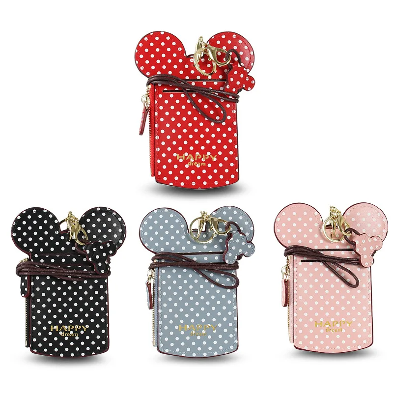 

Disney purse cartoon bag ID storage packet bus card holder case Mickey Purse Coin Key chain pendant Access card certificate bag