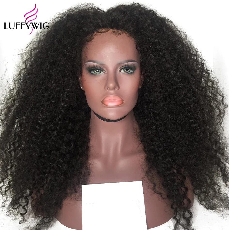 LUFFYHAIR 13x6 синтетические волосы на кружеве человеческие Искусственные парики с ребенком волос 250% плотность монгольская причудливая завивка