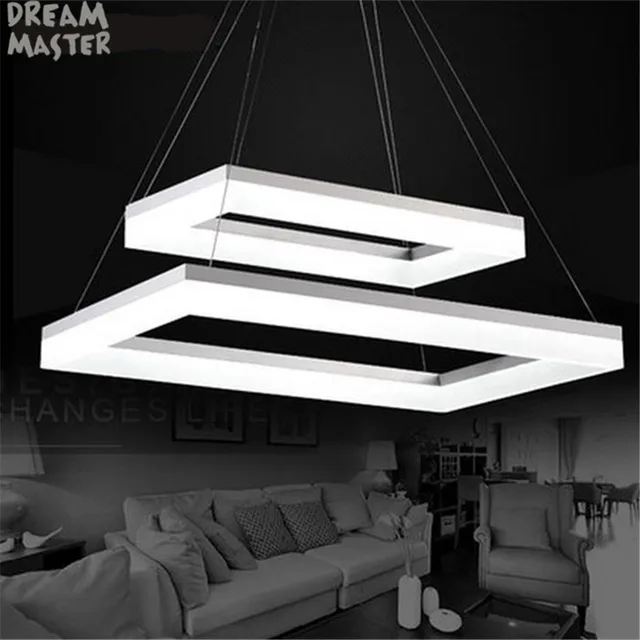 Moderno 2 rectángulo LED luces colgantes para comedor acrílico LED ... Moderno 2 rectángulo LED luces colgantes para comedor acrílico LED ...