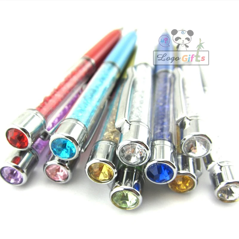 

New logo free made pen crystal diamond shining personalized with your text design on pen body wedding gifts for bridesmaids