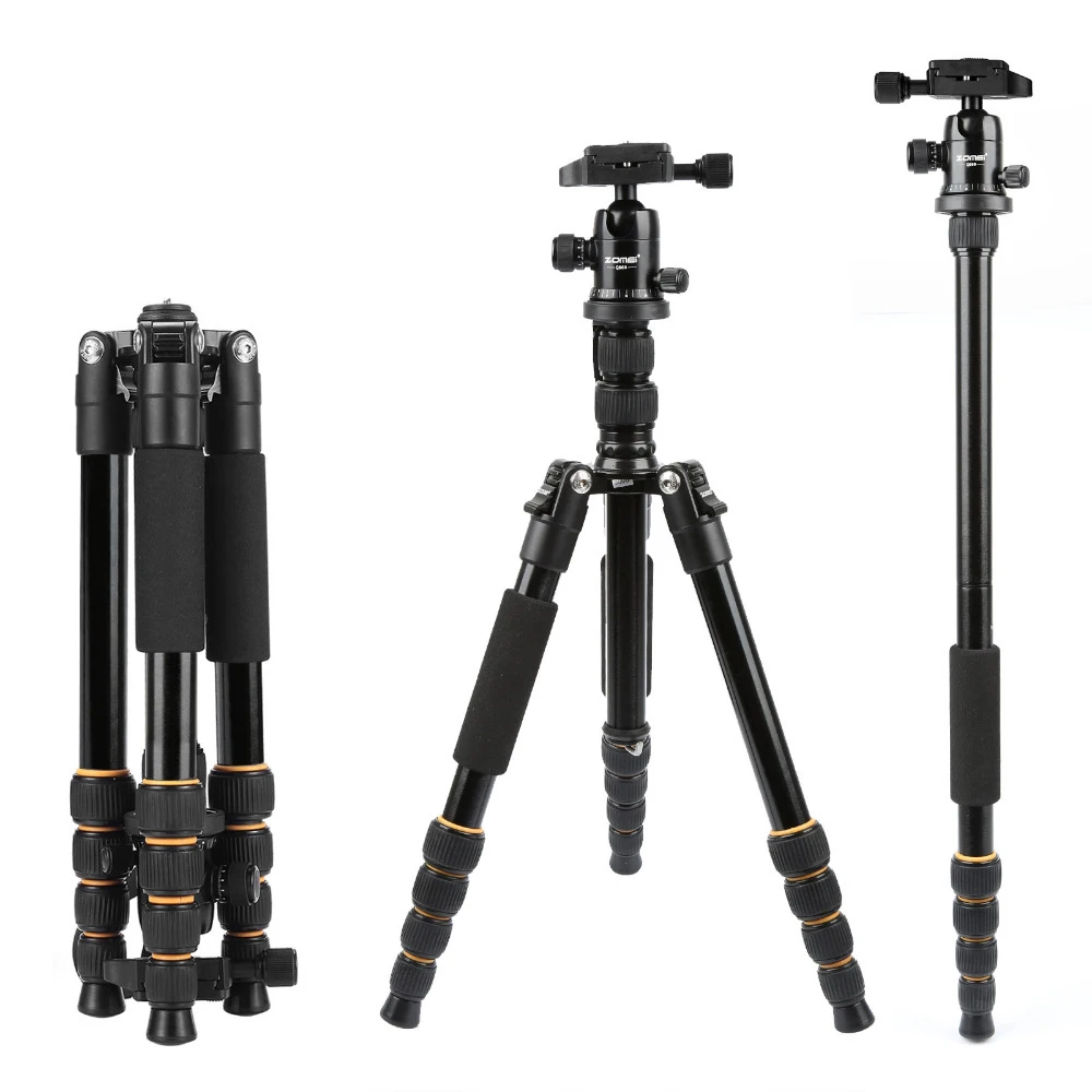 Carbon Fiber Q666C Tripod Heavy Duty Lightweight Travel with 360 Degree Ball Head Compact