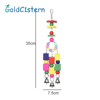

3 chains Parrot Birds Toys Plaything Toy Large Wooden Rope Cave Aviary Ladder Swings Colorful Pet Bird Accessories With Bells