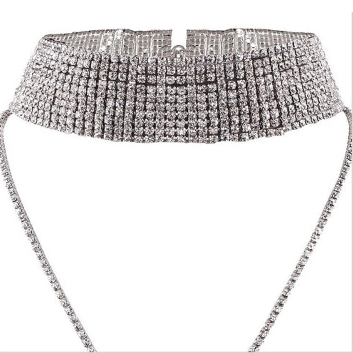 Luxury Women Rhinestone Crystal Bib Collar Choker Necklace Wedding Jewelry