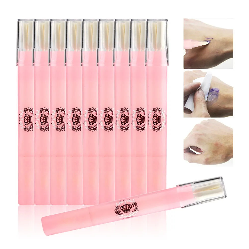 

10PCS Tattoo Accessories Pen Supply Each Pink Pen With 3pcs Pen TipsTattoo Skin Marker Marking Pen Scribe Tool Tattoo Remove