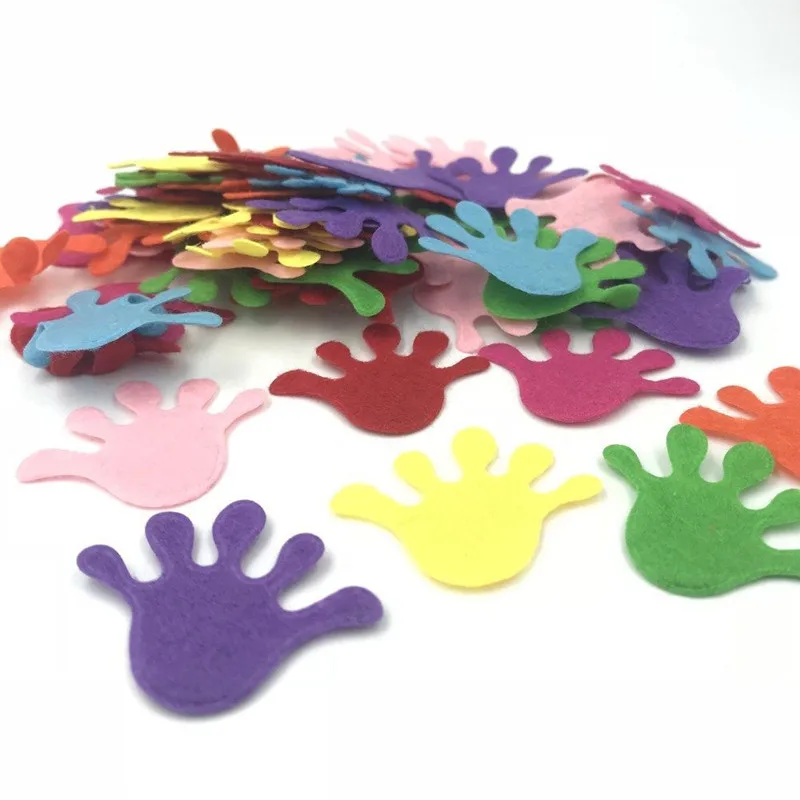 

DIY 200pcs Mixed Colors Hand shape Felt Appliques Decorative clothing Crafts