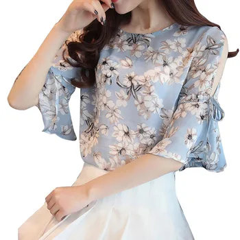 

Women Tops Chiffon Blouses And Shirts Ladies Floral Print Feminine Blouse Long Sleeve Blusas Femme Plus Size Tops Female