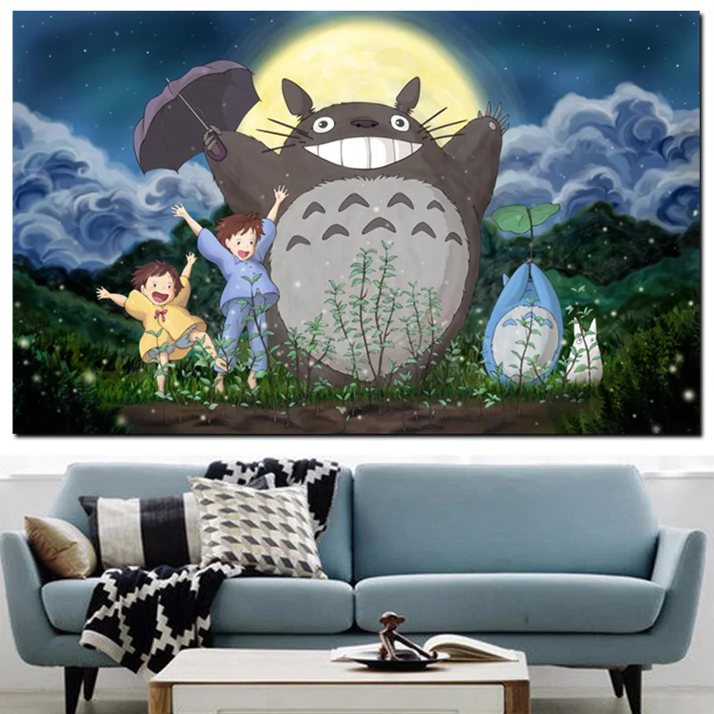 Print Hayao Miyazaki Totoro Neighbor on Canvas Anime Movie Art Poster Modern Cartoon Wall Picture for Living Room Cuadros Decor (3)