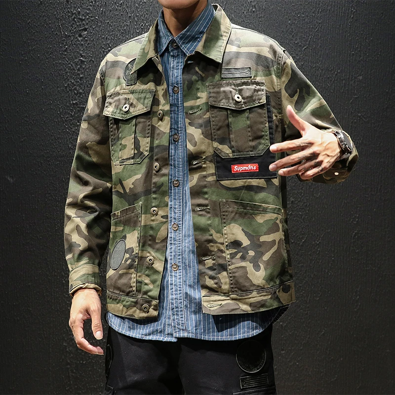 YASUGUOJI New 2019 Japan Style Jeans Men Jacket Fashion Vintage Black Mens Denim Jacket Streetwear Loose Patch Denim Jacket Men