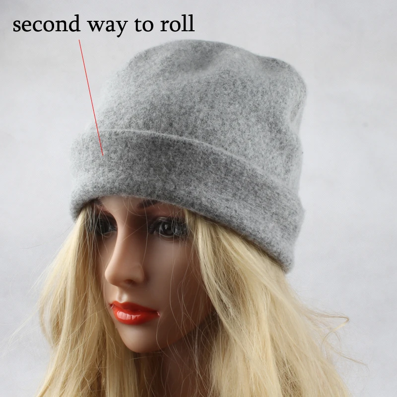 Модные зимние шляпы для женщин шерсть Skullies шляпа дамские шапочки Повседневная теплая вязаная шапка