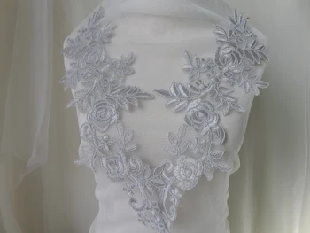 

Smoky Gray/Navy Blue/Pink Alencon Flower Applique Embroidery Patch DIY Accessories Applique Floral 5 Pairs