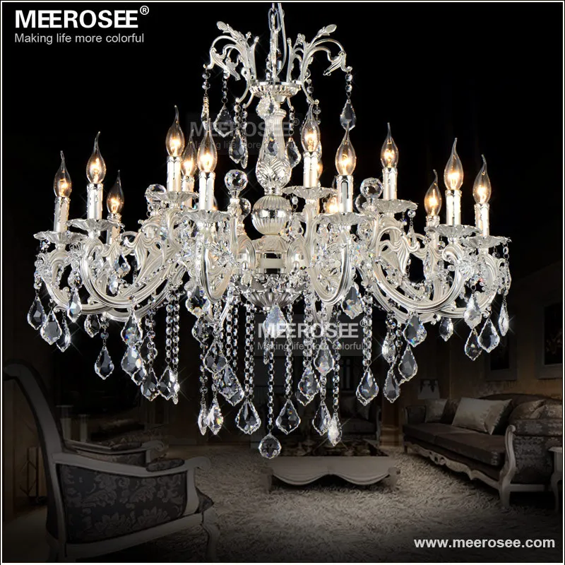 

15 Lights Silver Color Crystal Chandelier Lamp Big Crystal Lustre Light Fixture 2 tiers Hotel Villa Cristal Lighting