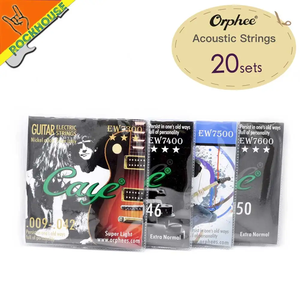 

20sets Orphee Electric guitar strings EW series guitarra strings 009-042 011-050 Nicel alloy from Italy durable Wholesale