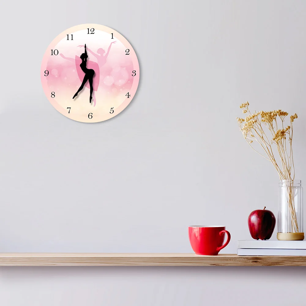 Балетная Танцовщица девушка розовые часы Танцующая балерина движущиеся руки Принцесса балет Любовник подарок комната современные часы