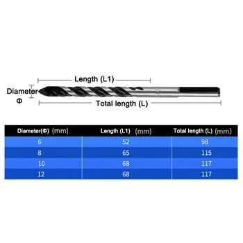 

5Pcs Drill Bit Set Carbide Tips for Tiles Concrete Stone Brick Glass Wood UD88