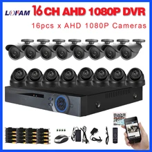 LOFAM 16CH AHD DVR комплект 1080 P CCTV система 16 каналов AHDH DVR рекордер 2.0MP ИК внешняя цилиндрическая камера купольная, аналоговая высокой четткости камера система Телефон вид