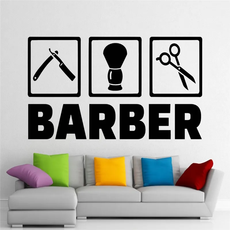 Peluqueria Barberia Pegatinas De Pared Extraible Calcomanias De