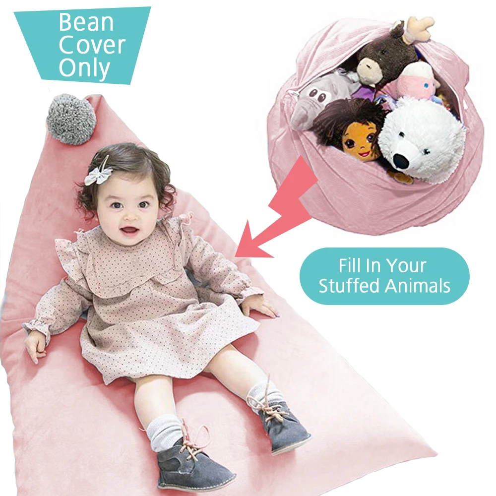 Creative Large Toy Storage Bag 100% Cotton Stuffed Animal Storage Bean Chair Cute Poms Seat Lounger Sofa for Kids (Cover Only) Creative Large Toy Storage Bag 100% Cotton Stuffed Animal Storage Bean Chair Cute Poms Seat Lounger Sofa for Kids (Cover Only)