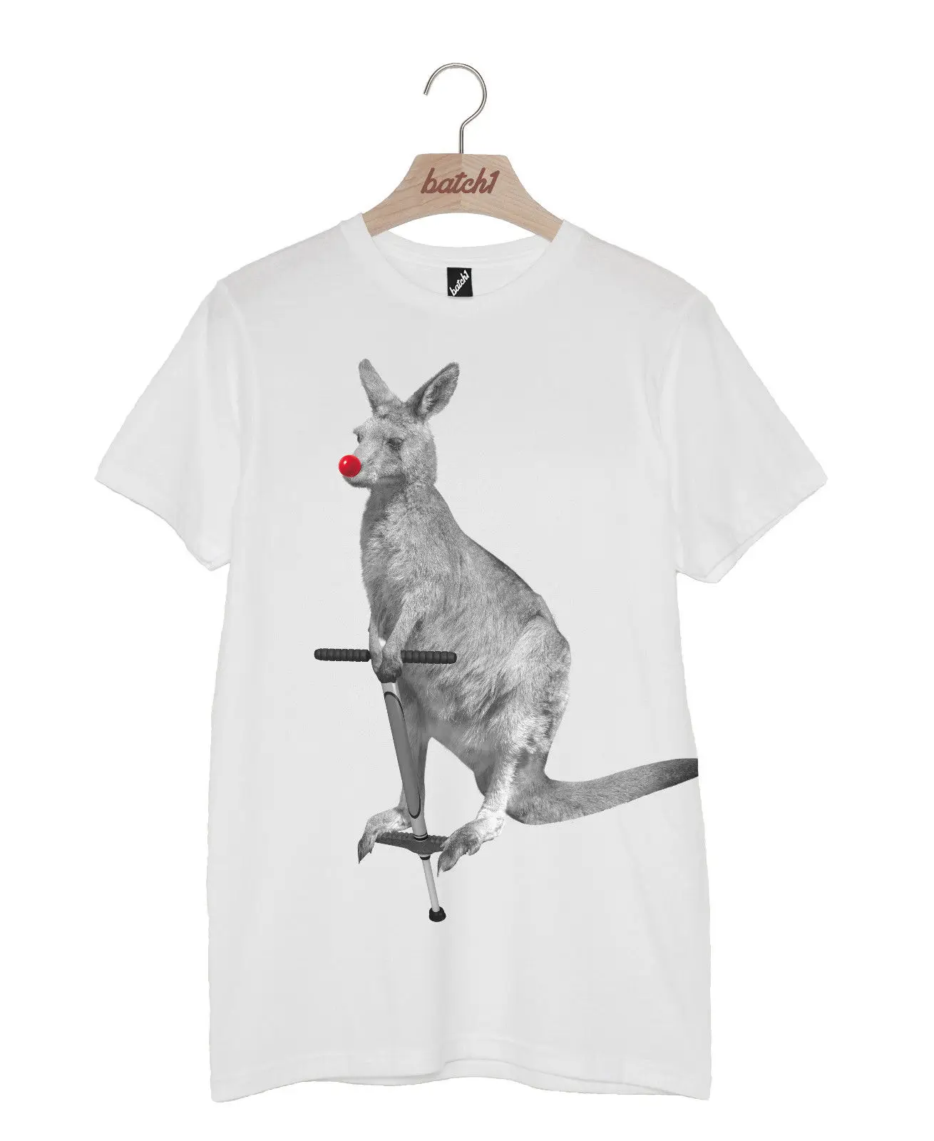 BATCH1 SPORTING RELIEF KANGAROO ON A POGO STICK RED NOSE MENS WOMENS T