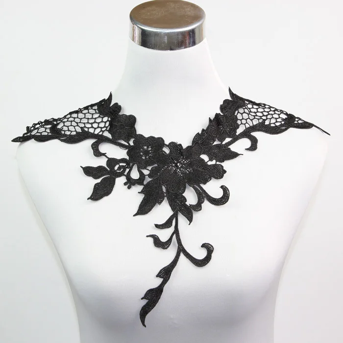 

1 Pc Costume Sewing Dress Applique Brilliant Black Neck Collar Lace Sewing Decor S10563H