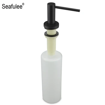 

Black Stainless Steel Kitchen Sink Soap Dispenser Deck Mount Built in Hand Soap Dispenser Pump, Large Capacity 17 OZ Bottle