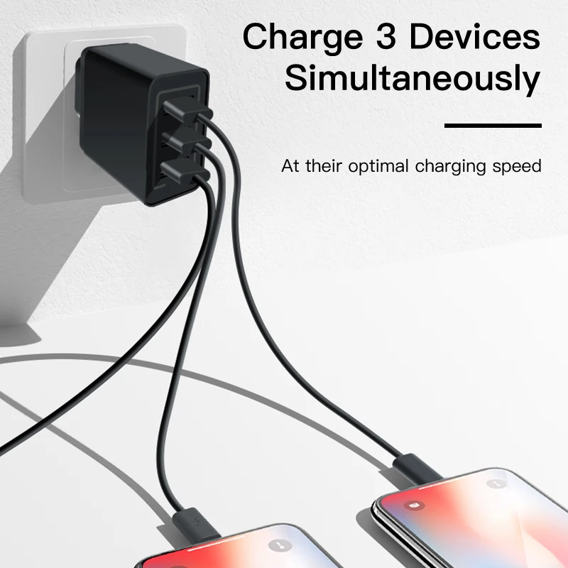 ESVNE 3 порта Usb зарядное устройство Быстрая зарядка 3.0 для iPhone X 8 7 6