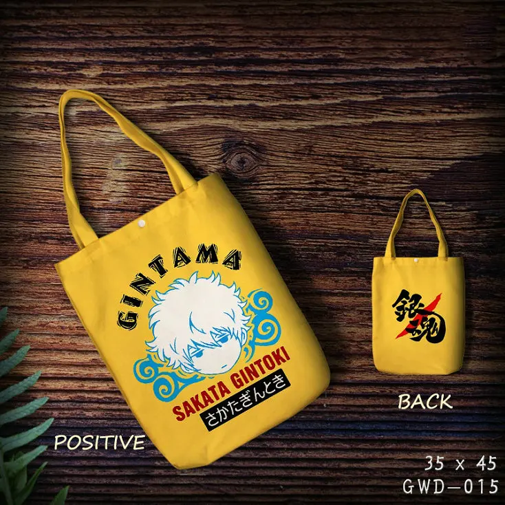 

Gintama Sakata Gintoki Cute Anime Cartoon Cotton Bag Foldable Shopping Bag Customized with Own Logo Wholesale Grocery Bag
