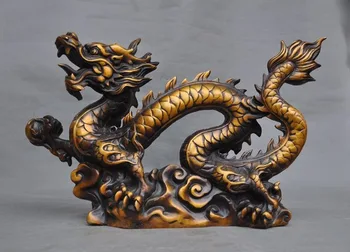 

christmas Old Chinese fengshui bronze auspicious zodiac Dragon play beads statue sculpture halloween