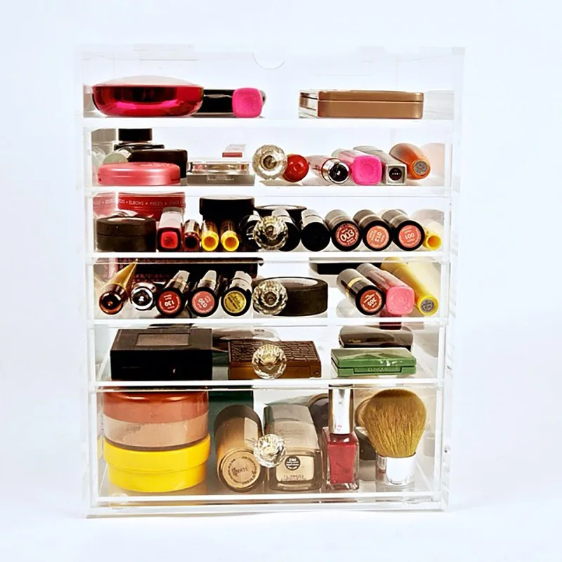 

Acrylic Makeup Organizer Clear Desk Cosmetic Storage Box Multi Layers with Drawer Desktop Storage Transparent Make Up Holder