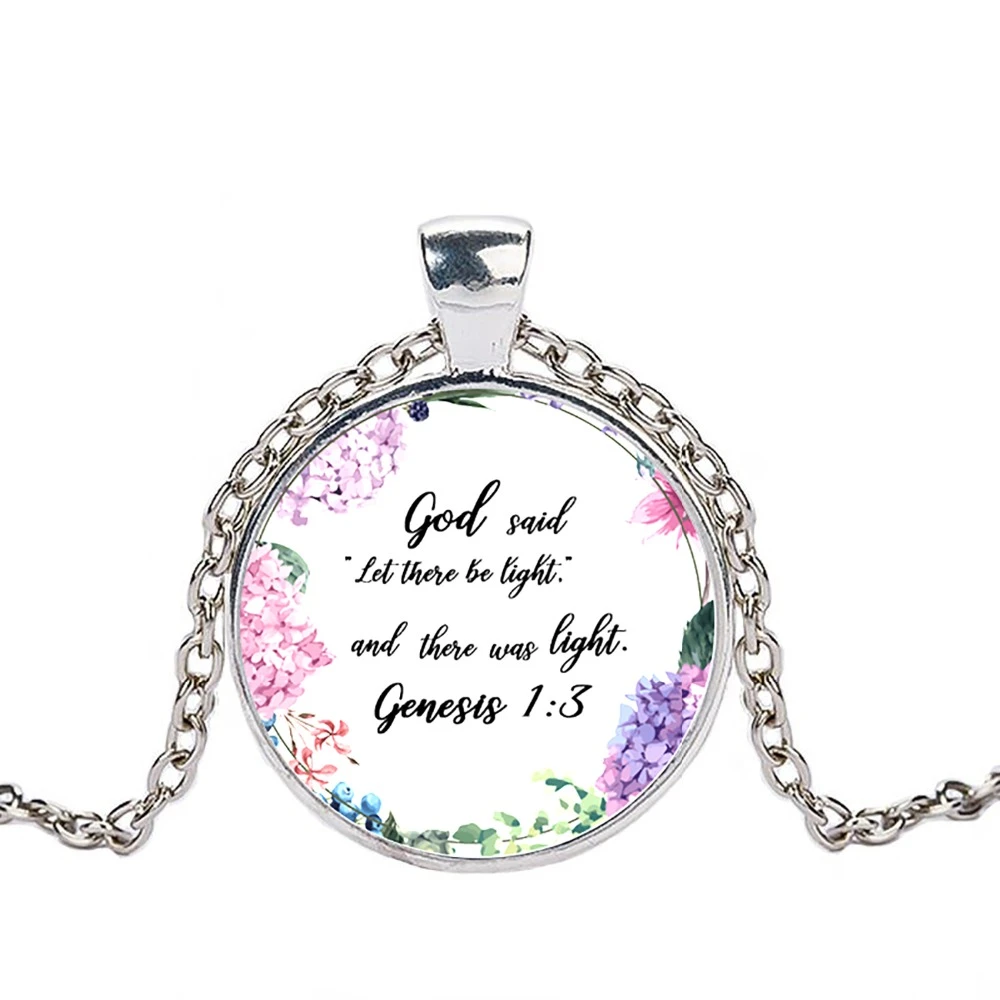 Dieu Dit Que La Lumiere Soit Et La Lumiere Fut Genese 1 3 Bible Verset Christian Citation Pedant Collier Pour Femmes Cadeaux De Foi Aliexpress