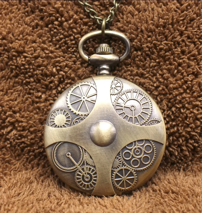 

New Arrival Fashion Quartz Good Quality Bronze Antiques Pendant Men And Woman Necklace pocket watches Gift