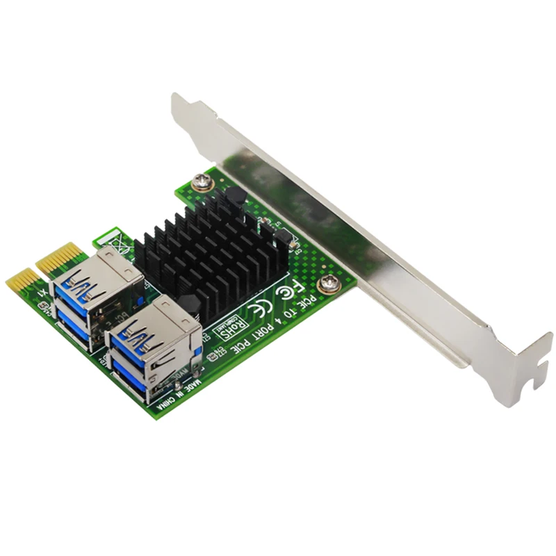 PCIE 1 до 4 USB3.0 PCI Express Riser Card Внешний Слот E адаптер конвертер PCIe Порты и разъёмы