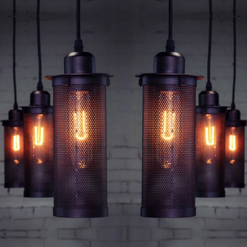 

H0026 Retro Vintage Chandelier Pendent Light Loft Iron Net Vintage Lantern E27 Decorative Lamp Ambient Light Indoor Lighting