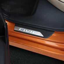 For Honda Civic 2016 Door Sill Scuff Plate Guards Protector Pedal Strip Car Styling Accessories Door Sills 2016 Car Stickers 4pc