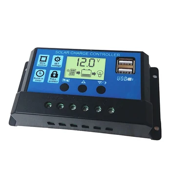 

10A/20A/30A Solar Charge Controller 12V 24V Auto Solar Cell Panel Regulator Home Battery Charger LCD Dual USB