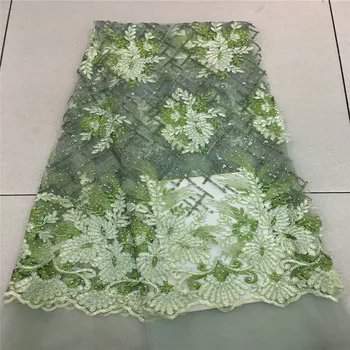

African lace fabric high quality with stones 2018 pretty french net lace fabric for Nigerian woman party dresses RF7-44