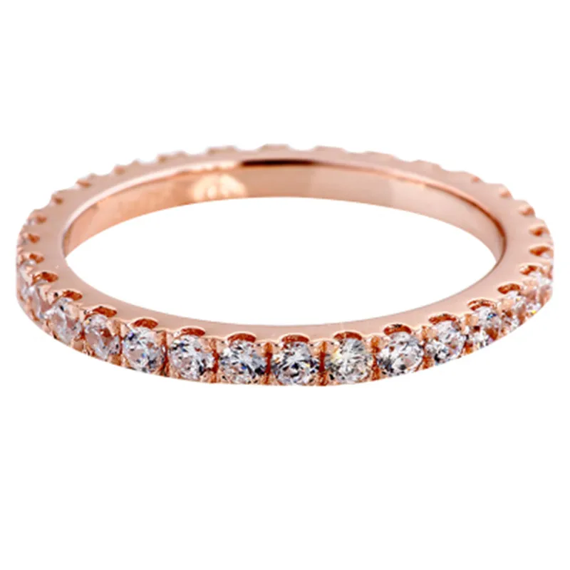 Простое кольцо вечность, 925 пробы, серебро, AAAAA, циркон, cz, обручальное кольцо, кольца для женщин, свадебные, массивные, вечерние, ювелирные изделия - Цвет основного камня: Rose Gold